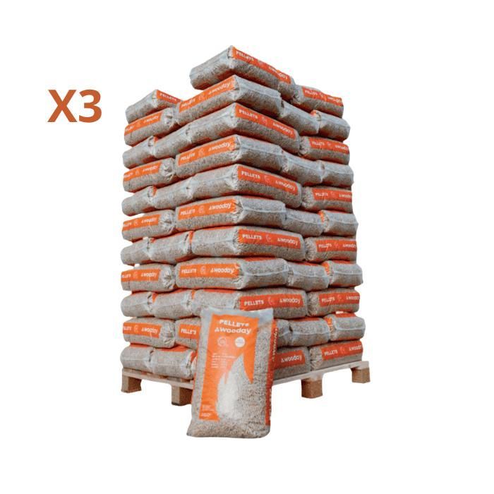 3 palettes granulés de bois Din+ Wooday - palette de 65 sacs - livraison par Etablissement Nollet 3 palettes granulés de bois Din+ Wooday - palette de 65 sacs - livraison par Etablissement Nollet