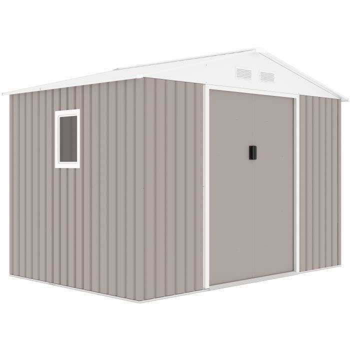 Abri de jardin en métal 5,29 m² - 277 x 191 x 202 cm - VENUS Kit d'ancrage inclus, 2 portes coulissantes, 1 fenêtre latérale Taupe Abri de jardin en métal 5,29 m² - 277 x 191 x 202 cm - VENUS Kit d'ancrage inclus, 2 portes coulissantes, 1 fenêtre latérale Taupe
