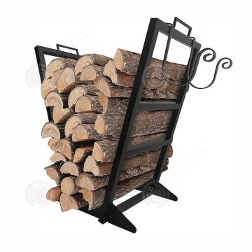 INN Range buche 56x28x37cm grande capacité range-bûches support de bois pour intérieur extérieur rack de stockage noir abri de jardi