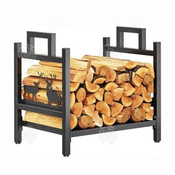 INN Range buche 44x31x7cm grande capacité range-bûches support de bois pour intérieur extérieur rack de stockage noir abri de jardin
