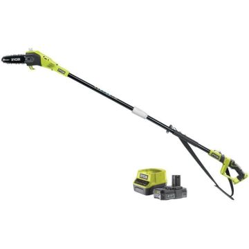 Élagueur sur perche 18V - RYOBI - Guide 20 cm - 5,5 m/s - Extension 95 cm - 1 batterie lithium+ 18V 2,0 Ah et 1 chargeur 1,5 A
