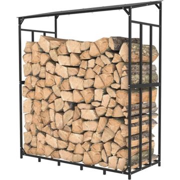 Range-Bûches - Porte Bûches - Métal - 182x70x187cm - Stockage Bois de Chauffage - Toit en Pe