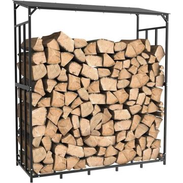 Étagère - Noir - Métal - 176x60x156cm - Pour Bois de Cheminée - 1.6m³