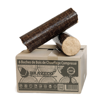 Bûche de bois densifié Premium Brazeco - livraison dans l'Ain