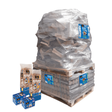Palette mixte bois de chauffage 30 CM et bois densifié Woodstock - Allumes feu offerts